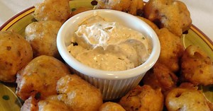 Deep Fried Onion Balls With Cajun Ranch Sauce