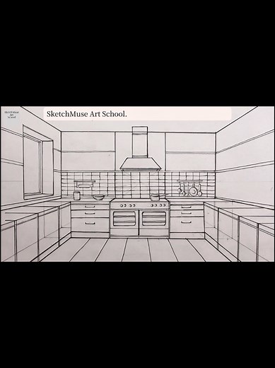 How to Draw a Kitchen in One-Point Perspective