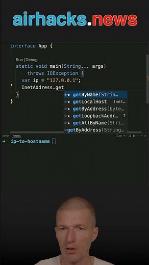 How To Get The Hostname for an IP Address #java #shorts #airhacks #coding