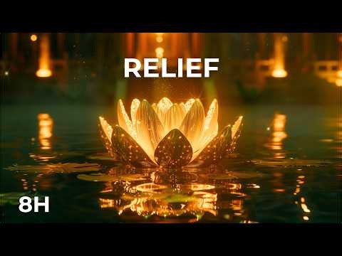 8 HOURS 432 Hz Healing Music 🌿 Gentle Stream & Golden Lotus for Deep Sleep (Black Screen)