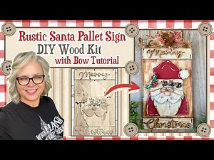 Rustic Santa DIY Pallet Sign 🎅🎄 Merry Christmas|| BONUS Bow Tutorial