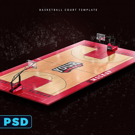 Basketball Full Court Template Mockup – Sports Templates