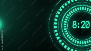 Digital Clock Animation With Bright light Effects. Futuristic High Tech Clock Animation Bg Animation Of A Clock With Digital Interface. Futuristic Clock Animation,