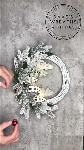 Winter Christmas Village Wreath - SHORTS - Christmas DIY - #christmas ‪@DavesWreaths‬