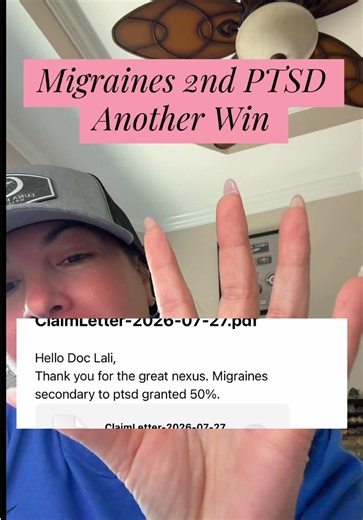 🎉 ANOTHER VA CLAIM WIN! 🇺🇸 Migraines Secondary to PTSD — SERVICE CONNECTED! ✅ Another Veteran received the recognition they deserved. This claim focused on establishing the medical nexus between the Veteran’s service-connected PTSD and their migraine condition using the Veteran’s medical history, documented symptoms, and supporting medical literature. Secondary service connection matters. A condition does not always have to begin during military service if the medical evidence supports that i