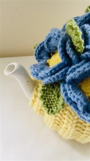 Hand-knitted Wool Tea Cosy: Bluebell Inspired Floral Design, Fits 6-cup Teapot - Etsy