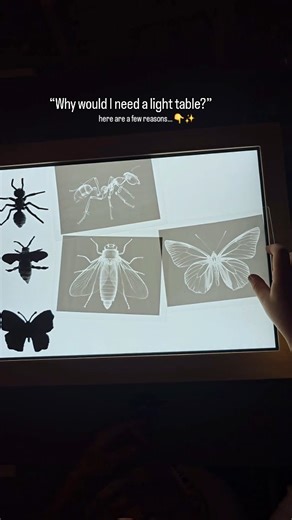 Nurturing Nuggets on Instagram: "✨ “Why would I need a light table?” Honestly… I asked the same thing before we got ours. And now it’s one of the most used items in our playroom. 🥹💛 This set comes with 50 colorful accessories, so the play possibilities are endless. We’ve been exploring shapes, letters, colors, shadows, sensory pieces, and I already have so many more ideas I want to try with it. It keeps the kids engaged for SO long and turns every activity into calm, focused, magical play. ✨ I