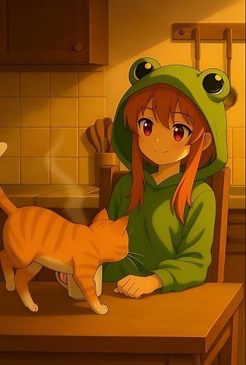 Cozy Morning Anime – Girl, Coffee and Cat ☕🐾 | Atmospheric short anime scene #anime #animeanimation