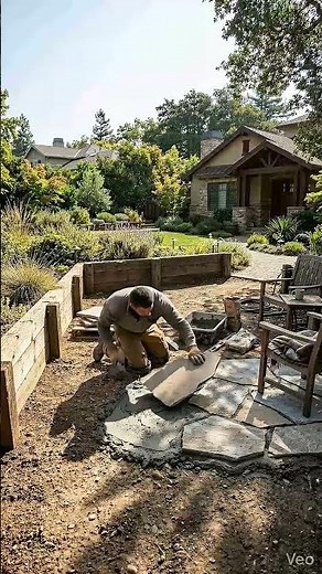 Bare Outdoor Patio → Flagstone Stone Patio Installation