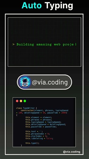 Auto Type Animation | HTML CSS JS Building the future, one line of code.Code in Bio
