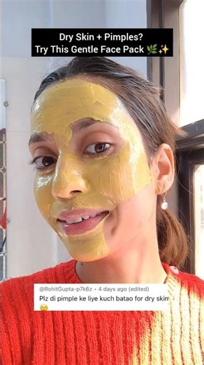 Dry Skin+Pimples? Try This Gentle Face mask remedy🌿🤩#pimplecare #dryskinremedies #diymask #ytshorts