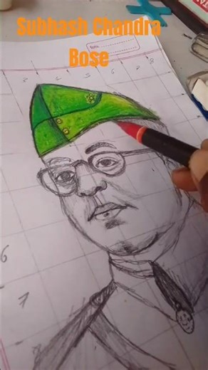 Subhash Chandra Bose drawing 🙏😱 #drawing #sudarshanart #oilpastel #painting