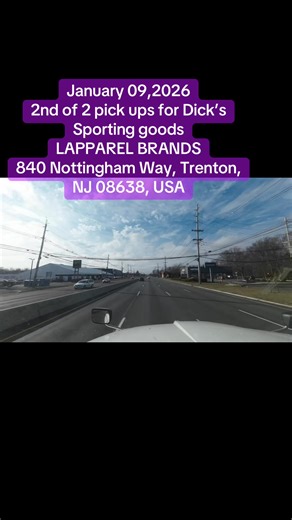 January 09,2026 2nd of 2 pick ups going to Dick’s Sporting Goods Indianapolis, IN this pick was at LAPPAREL BRANDS 840 Nottingham Way, Trenton, NJ 08638, USA. I would never have found this place if I didn’t have a GPS lol #viral #fyp #trucking #trentonnj #lapparelbrands