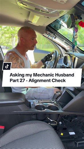 Asking my mechanic husband what’s the easiest way to check if your car’s alignment is off 👨‍🔧🚗✨ Quick car tips you can use to save money before hitting the shop! #alignment #cartips #mechanictok #alignmentcheck
