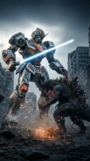Giant Robot vs Monster 😱 #shorts#ai#animation#viral