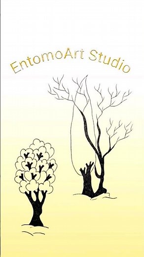 🌳 How to Draw Trees with Black Pen: Step-by-Step Guide #shorts #drawing #tree