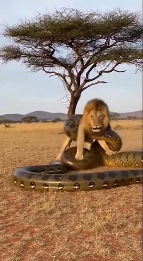 Anaconda vs Lion