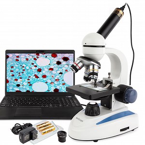 Amscope M158C-E Monocular Compound Microscope for Kids – 40X–1000X LED Illumination STEM Education Microscopes, Student Lab Microscopes, Biological Science Microscopes