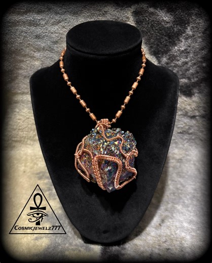 TITANIUM AURA AMETHYST • Copper Crystal Pendant Necklace - Etsy
