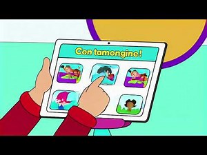 "Kids Cartoon Tablet Scrolling Animation - Contamongine App Interaction"