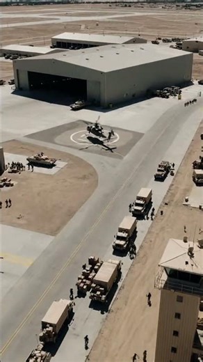 Top Down Aerial View Of A Modern Military Base