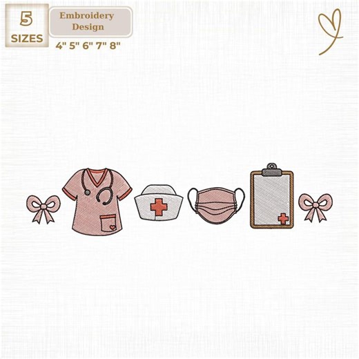 Nurse Life Machine Embroidery File, Coquette Nurse Girl Embroidered Digital, Instant Download