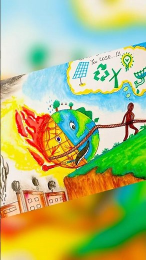 Stop global warming drawing | Save environment poster #drawing #saveearth #globalwarming