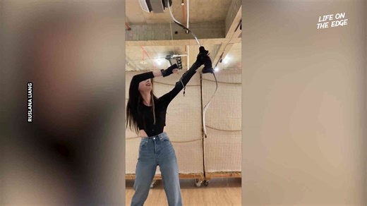 Female archer shows off her skills