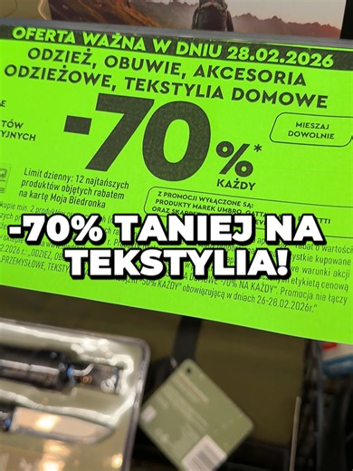 Tylko dzisiaj w sobotę w Biedrze promocja -70% na wszystkie ciuchy, obuwie, akcesoria i tekstylia domowe #biedronka #promocja #wyprzedaż #cheaply