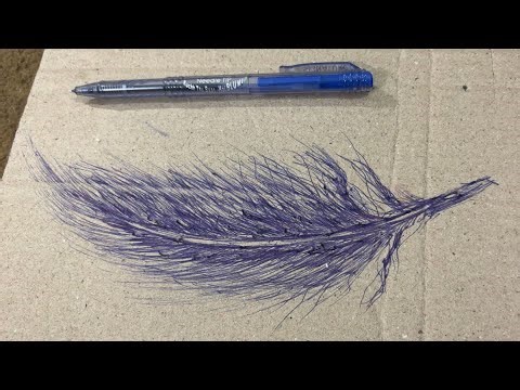 Feather Drawing with Blue Pen | Realistic Art Using Only a Ball Pen”Creative Art on Cardboard”