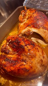 The Thanksgiving Day Dinner Centerpiece. My Apple Cider and Onion Roasted Turkey Breasts with Rosemary. Sage. Stock. Black pepper. Irish butter. Seasoned salt. Bell’s Seasoning. What aroma. Tender and juicy. No one in our family likes dark meat. This is the best way to get all the goodness of roasting a whole turkey. #afoodobsession #homecooking #thanksgiving #thanksgivingturkey #roastturkey #americanholiday #americancuisine #instafood | A Food Obsession