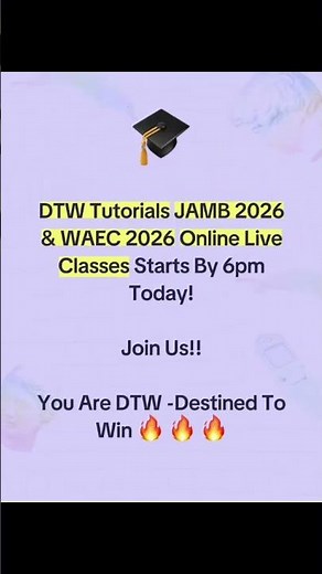 JAMB 2026 & WAEC 2026 Online Classes by DTW Tutorials #jamb #waec #dtwtutorials #jamb2026 #waec2026