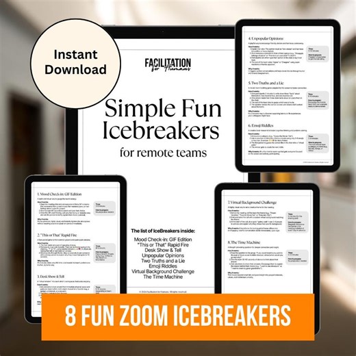 Zoom Icebreakers | 8 Fun Virtual Team Activities (printable PDF A4) - Etsy