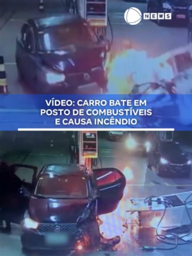Um carro com cinco pessoas invadiu um posto de combustíveis, derrubou uma bomba e provocou um princípio de incêndio. O vídeo mostra o momento em que o carro entra no posto em alta velocidade e atinge uma das bombas. Com a batida, a estrutura tomba e as chamas se espalham, os passageiros saem correndo, assustados e o motorista desce devagar e para perto. O incêndio foi controlado rapidamente e, apesar do risco de explosão, ninguém ficou ferido. Esse incidente aconteceu em Brasília. 📲 #RecordNews