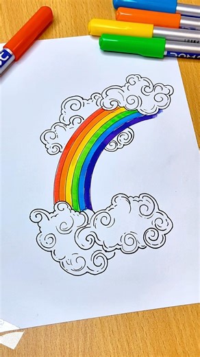 Rainbow Drawing Easy 🌈 | Satisfying Art Tutorial #shorts