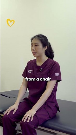 Physiotherapist Sher Dyn demonstrates the Sit-to-stand