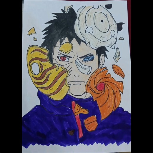 Obito easy (Three Broken Masks drawing)ll✨❤️#shorts#obito