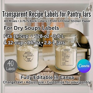 Dry Soup Mix Labels – Pantry Organization, Cooking Instructions (digital Download) - Etsy Australia
