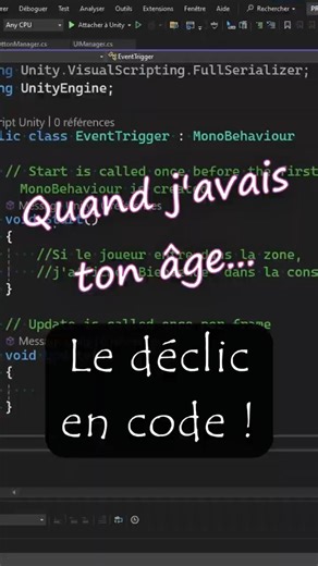 Quand j'avais ton âge - Le déclic en code #gamedev #prototype