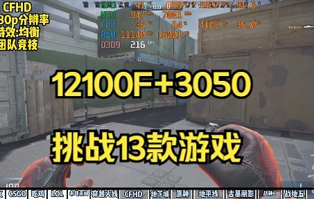 i3 12100F+RTX3050测试吃鸡 LOL 战神4 地平线5 古墓丽影 战地5 DNFCSGO等，分辨率1080P