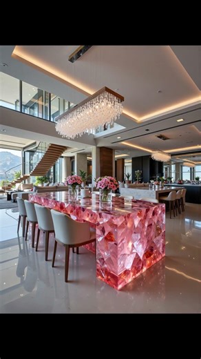Pink Crystal Kitchen Island – A Dreamy Statement for Luxury Interiors