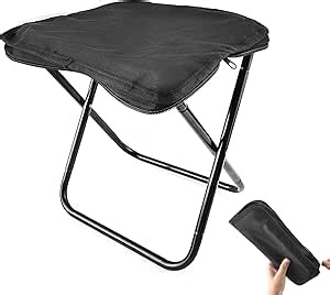 Light Pocket Folding Stool Supports 200LBs – Portable Seats for Seniors, Small Camping Stool, Fishing Stool, Travel Seat for Hiking, Outdoor, and Concerts (Black)