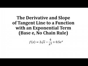Derivative of an Function with an Exponential Term (Base e) and Slope of Tangent (no chain rule)