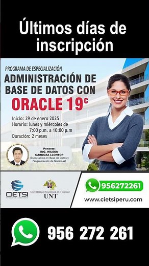 PROGRAMA DE ESPECIALIZACIÓN EN ADMINISTRACIÓN DE BASE DE DATOS CON ORACLE 19C
