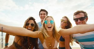 Happy group of friends having fun