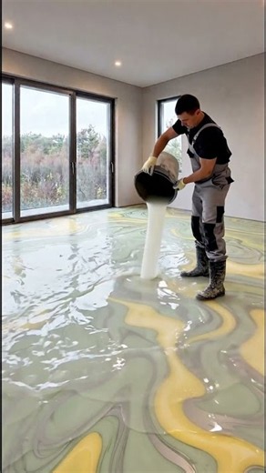 Client spent $48,000 on this Citrus Jade Luxury floor 🤯 #epoxyfloor #satisfying