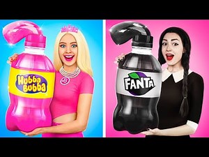 Wednesday vs Barbie Cooking Challenge | Pink vs Black Funny Food Challenge by YUMMY JELLY