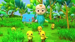 启蒙英文儿歌：The Duck Song，小熊照顾五只鸭宝宝！