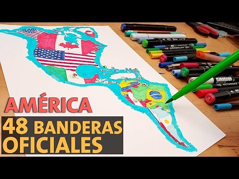 Learn to draw the most complete map of America with 48 flags