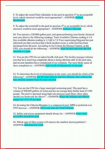 Certified Pool Operator Handbook Practice Test Newest Exam A video